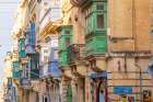 Malta, Valletta. Street scenes. Buildings with many bay windows Art Print